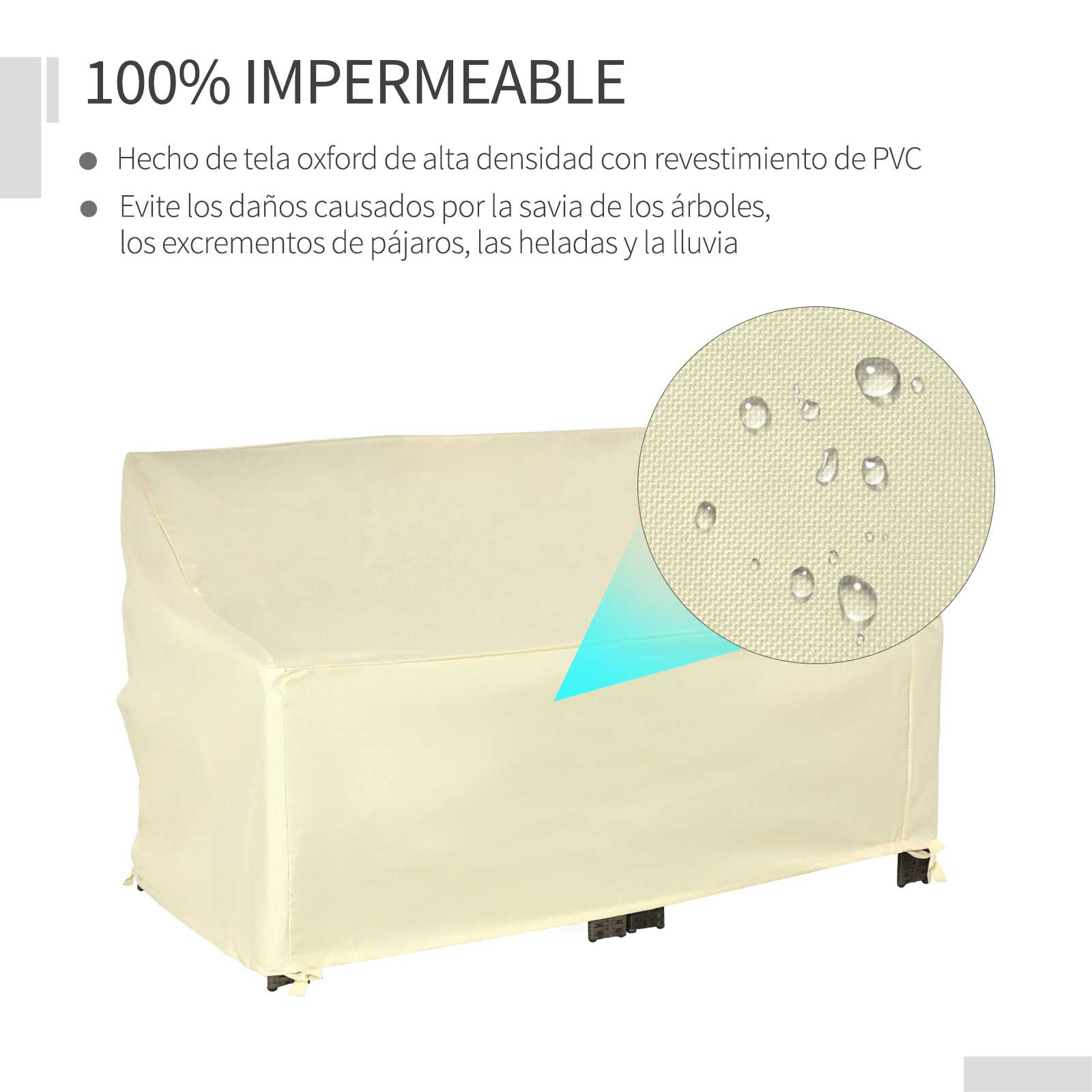 Outsunny Funda Banco 2 Plazas Crema exterior thumbnail