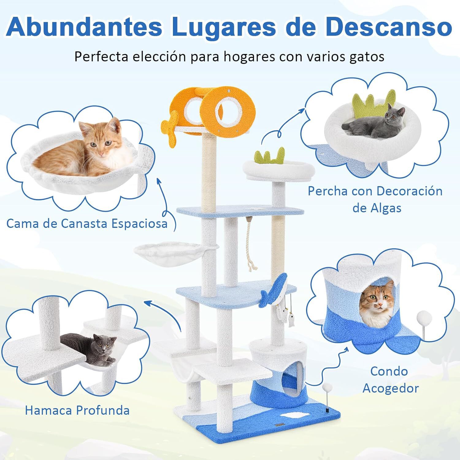 COSTWAY Árbol con Temática Oceánica para Gatos thumbnail