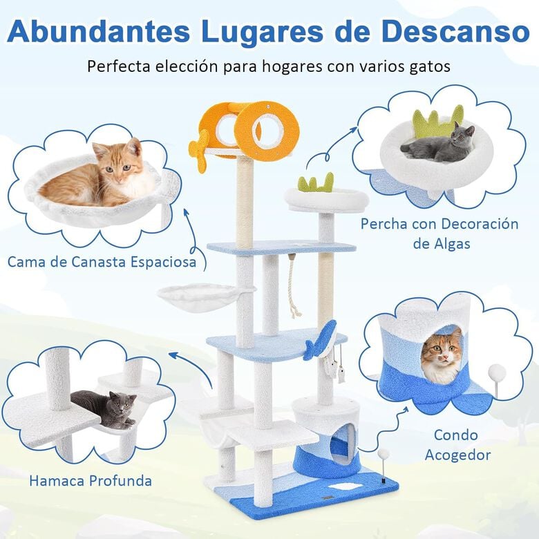 COSTWAY Árbol con Temática Oceánica para Gatos thumbnail