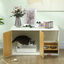 PawHut Mueble Arenero Blanco y Roble, , large indicador imagen numero 2