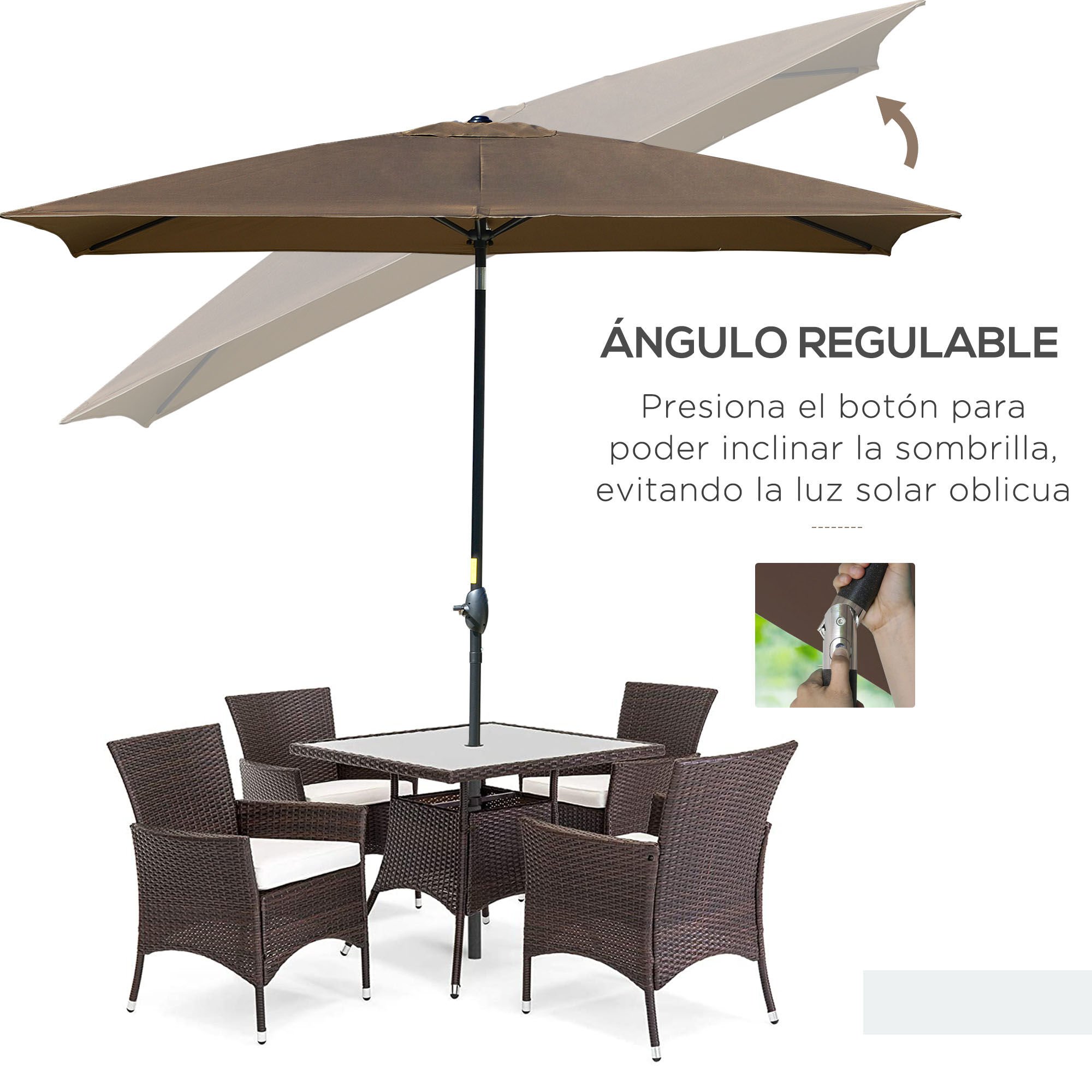 Outsunny Sombrilla De Jardín Café De Aluminio Inclinable thumbnail