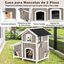 COSTWAY Casa para Gatos de Madera, Caseta para Gatos de 2 Pisos para Exteriores con Puertas de Escape, Techo Asf&aacute;ltico Impermeable, Refugio para Gatitos de Interior y Exterior para Balc&oacute;n y Patio, , large indicador imagen numero 3