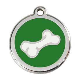 Red dingo Placa identificativa Acero Inoxidable Esmalte Comic Hueso Verde para perros