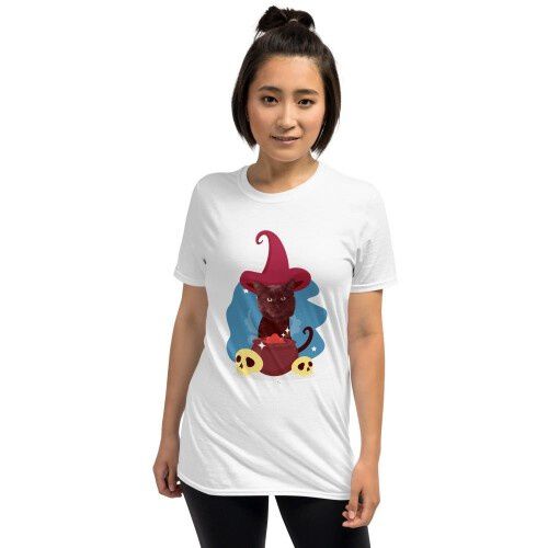 Mascochula camiseta mujer el brujo personalizada con tu mascota blanco thumbnail