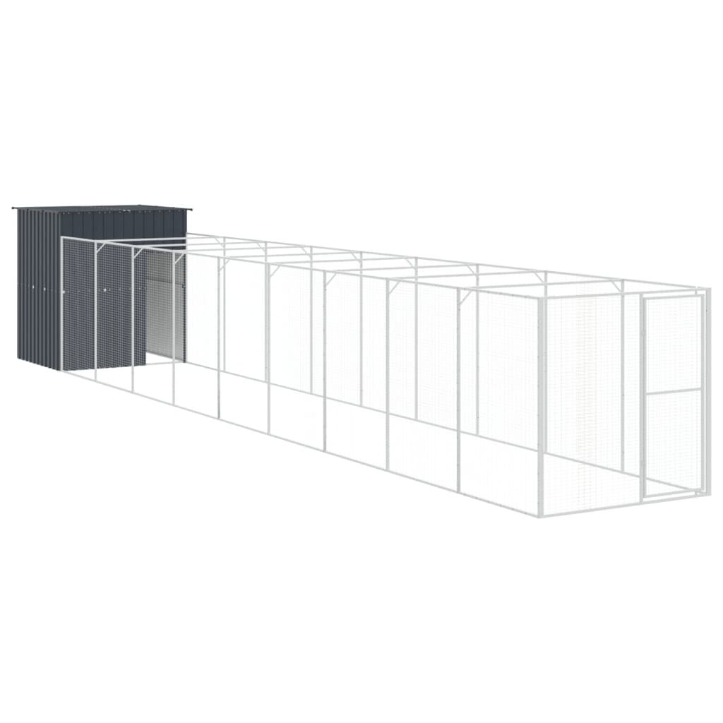vidaXL Caseta de perros con corral acero galvanizado 165x455x181 cm, , large Imagen numero 5