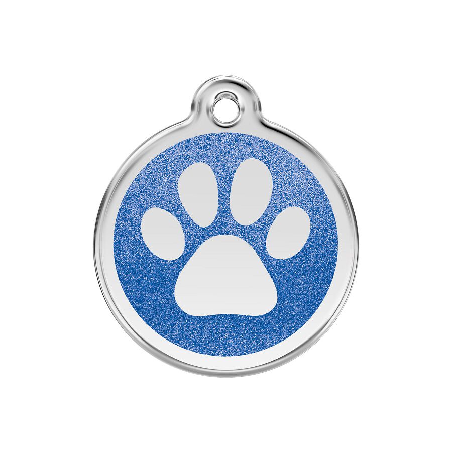 Placa identificativa Purpurina Huella perro Azul para perros, , large Imagen numero 1