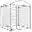 vidaXL Perrera con toldo protector Plateado para mascotas, , large indicador imagen numero 2