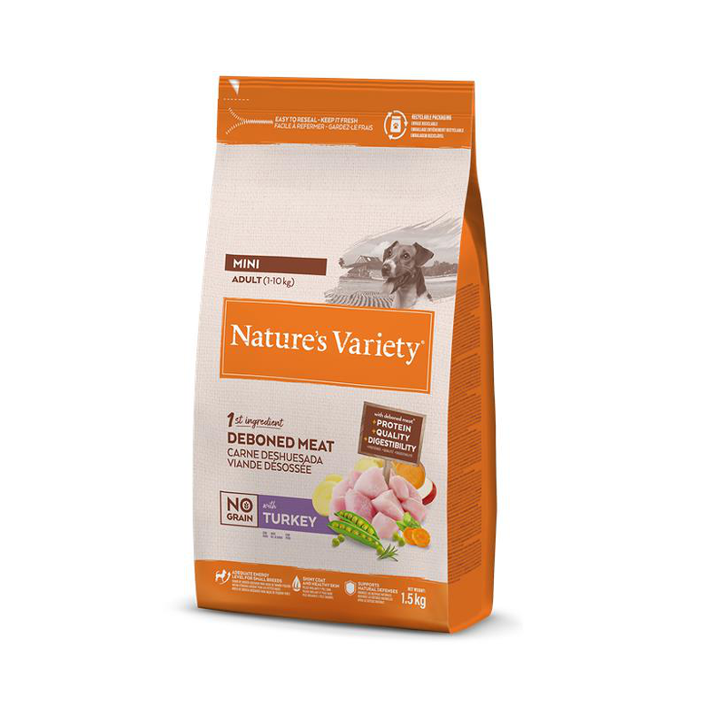 1.5 kg Nature's Variety Adult Mini Pienso Pavo para perros