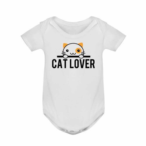 Body para beb&eacute; "Cat lover" en color blanco, , large Imagen numero 1