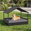 COSTWAY Caseta para Perros Exterior e Interior, Casa Perro de Rat&aacute;n Grande con Dosel, Base Elevada, Coj&iacute;n Removible, Estructura Met&aacute;lica, Cama Elevada para Mascotas, Carga 60 kg, 98x69x74cm, Gris, , large indicador imagen numero 2
