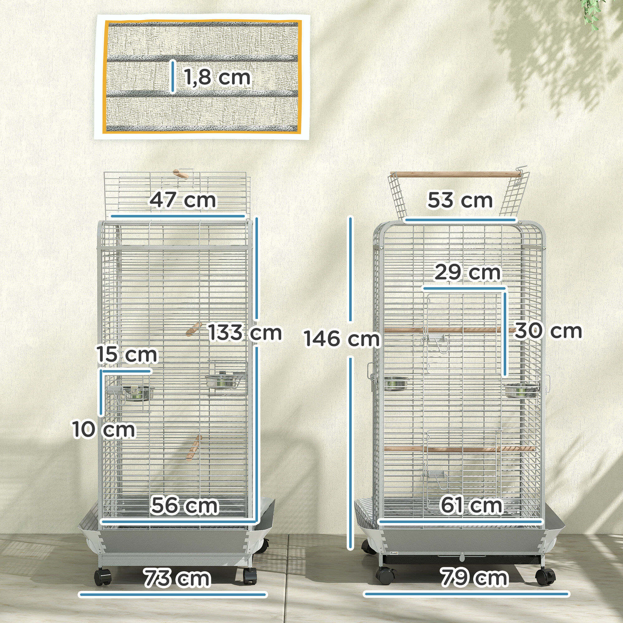 PawHut Jaula Gris para Pájaros thumbnail