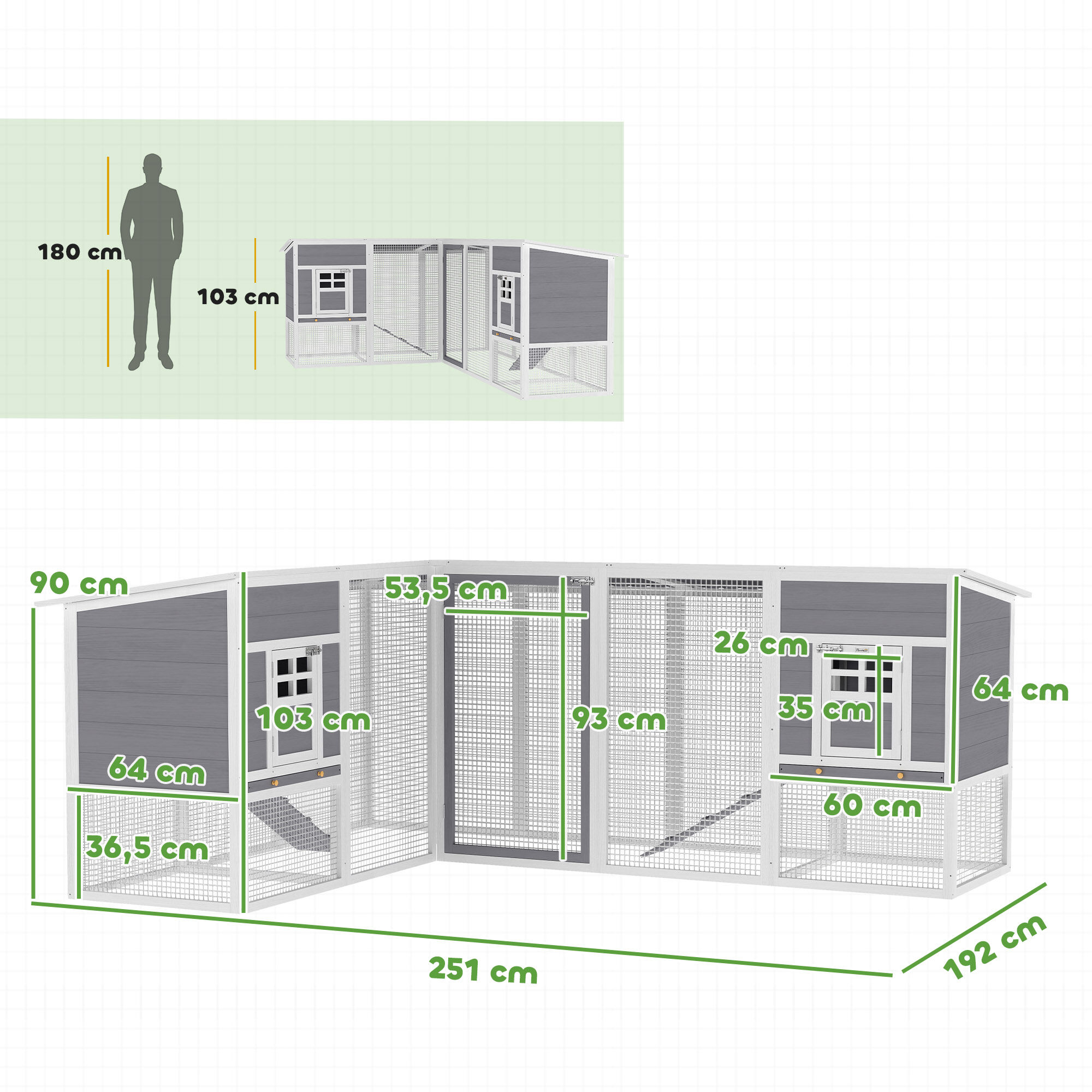 PawHut Gallinero Gris, , large Imagen numero 3