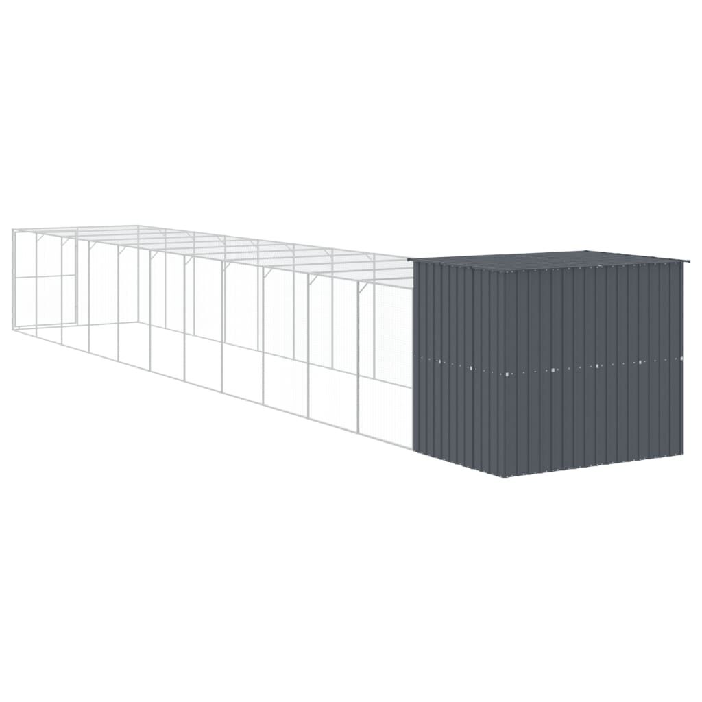 vidaXL Caseta perros con corral acero galvanizado gris 214x1069x181 cm, , large Imagen numero 18