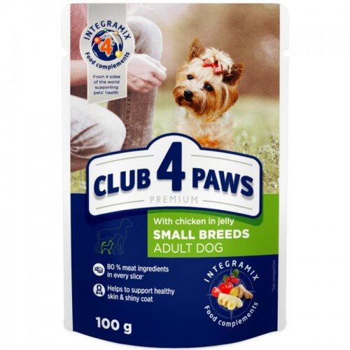 Club 4 Paws Pienso h&uacute;medo para perros razas peque&ntilde;as Pollo en gelatina, , large Imagen numero 1