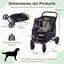 COSTWAY Carrito para Perros Plegable Grande, Cochecito para Mascotas con Ruedas, Toldo Ajustable de Malla, Bolsillos de Almacenamiento y Cintur&oacute;n de Seguridad, Carga 40 kg, 96 x 71 x 102,5 cm, Negro, , large indicador imagen numero 5