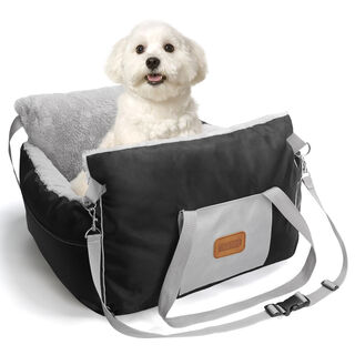Nobleza Asiento de Coche negro con Cojín Reversible y Bolsa de Almacenamiento para Perros Pequeños 