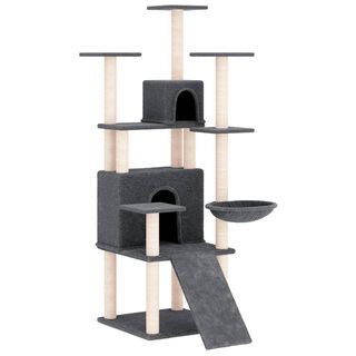 VidalXL Rascador mediano de felpa suave gris oscuro para gatos