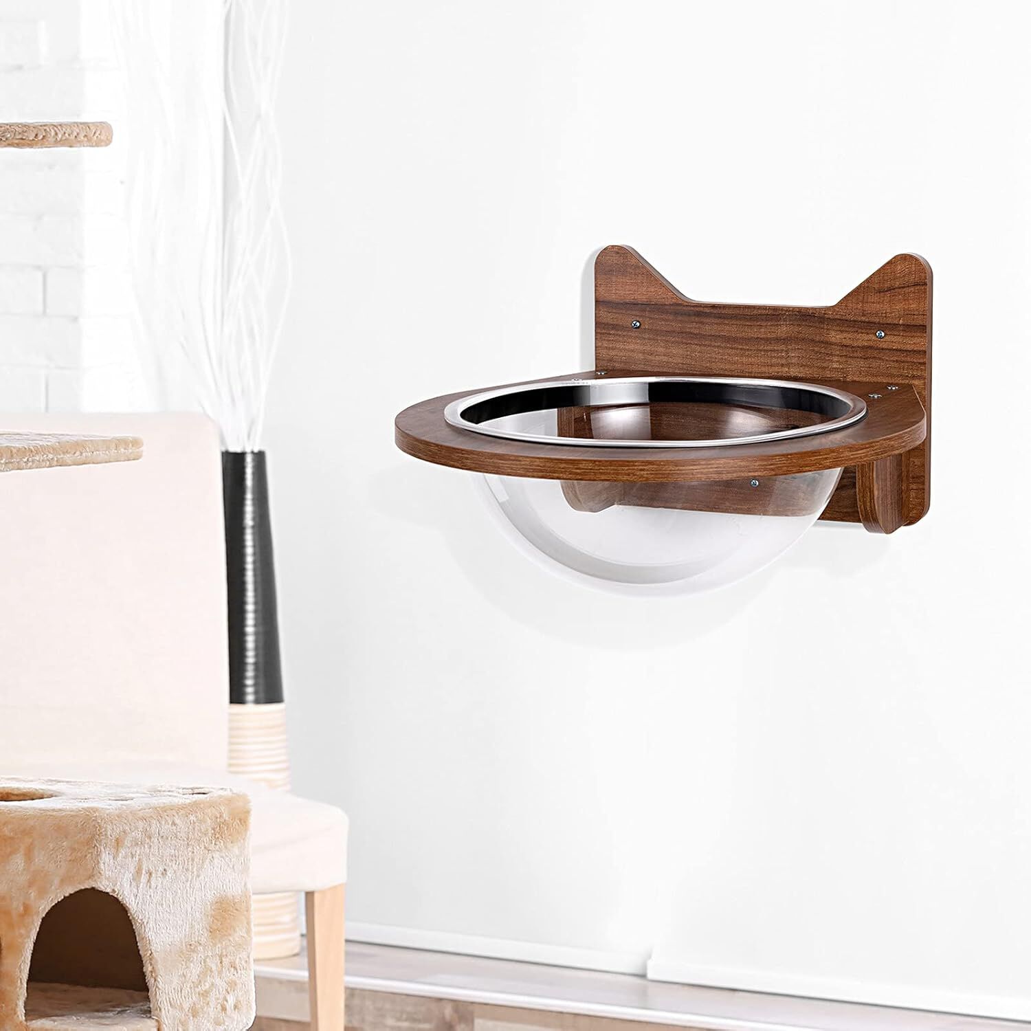 COSTWAY Cama para Gatos Montada a la Pared Casa Flotante con Burbuja Transparente C&aacute;psula para Gatos, , large Imagen numero 2