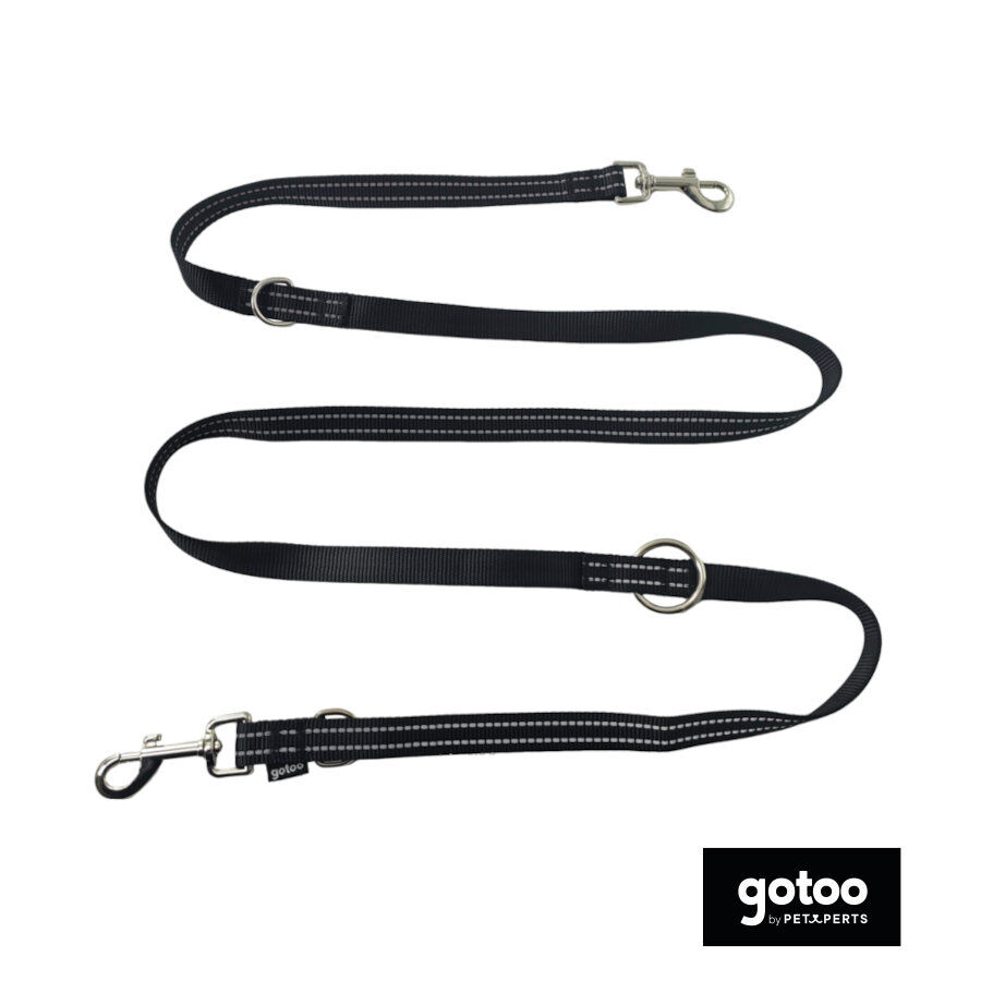 Gotoo Correa multiposición de nylon negra para perros thumbnail