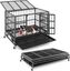 COSTWAY Jaula para Perros Plegable, Jaula para Mascotas de Metal con 2 Puertas, 4 Ruedas Giratorias, Bandeja Extraíble, Caja para Perros Portátil para Interiores y Exteriores (96 x 65 x 77 cm), , large indicador imagen numero 1