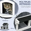 PawHut Caseta para Gatos de Madera con Macetero 96x65x85,5 cm Casa para Gatos Refugio para Gatos de 2 Niveles con Techo Asfáltico Ventana y Múltiples Entradas Gris., , large indicador imagen numero 4