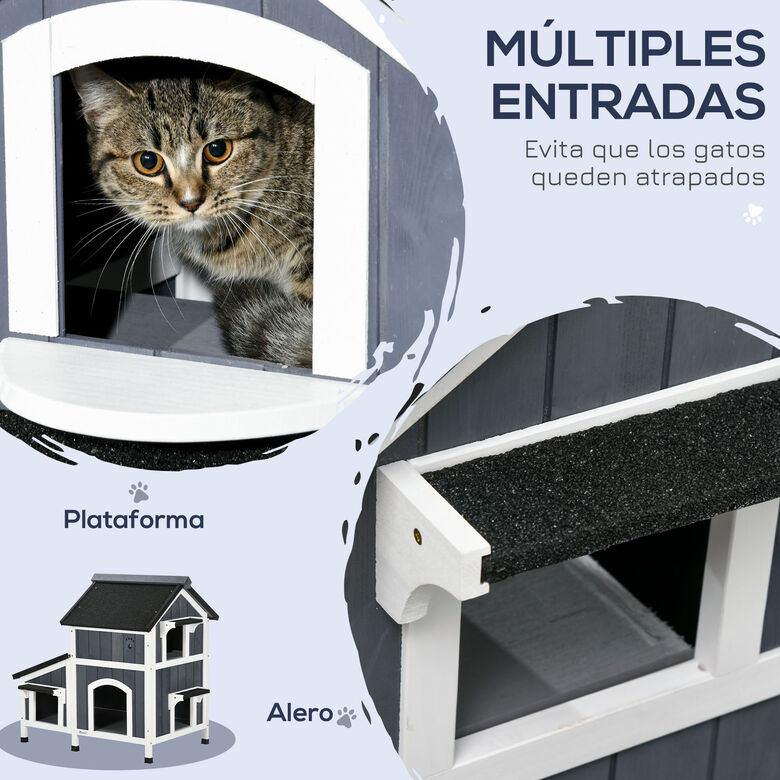 PawHut Caseta de Madera con Macetero para gatos thumbnail
