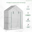 Outsunny Invernadero de Jardín 143x73x195 cm Vivero Casero de Acero con 2 Estantes y Puerta Enrollable para Cultivos Plantas Macetas Flores Patio Exterior Blanco, , large indicador imagen numero 4