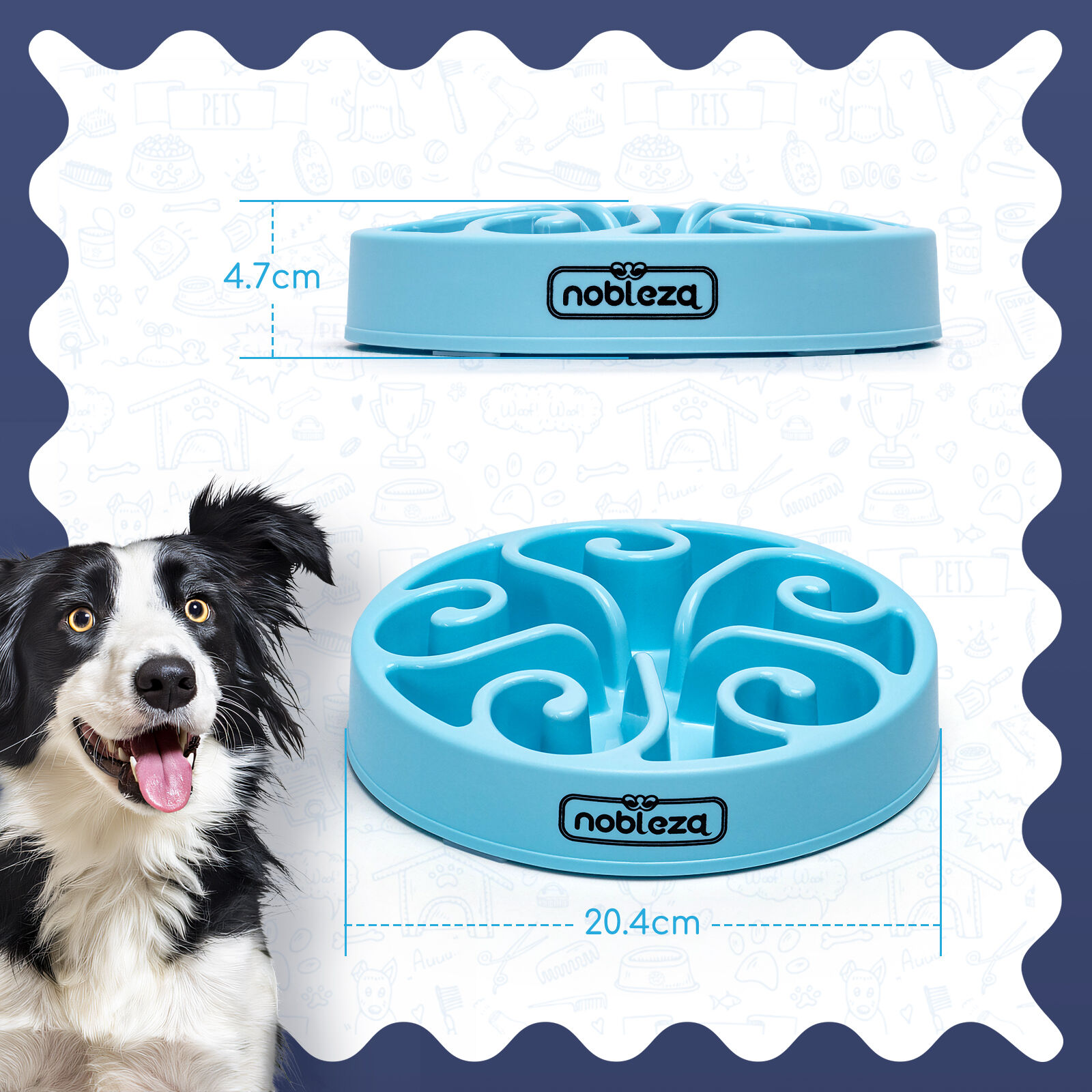 Nobleza Comedero Perro Antivoracidad, Antideslizante Comederos Para Perros, Comedero Antivoracidad Perro, Duradero y no T&oacute;xico Que Evita la Asfixia Comedero Perro Grande y Medianos, &phi;20.4*H4.7cm, Blue, , large Imagen numero 2
