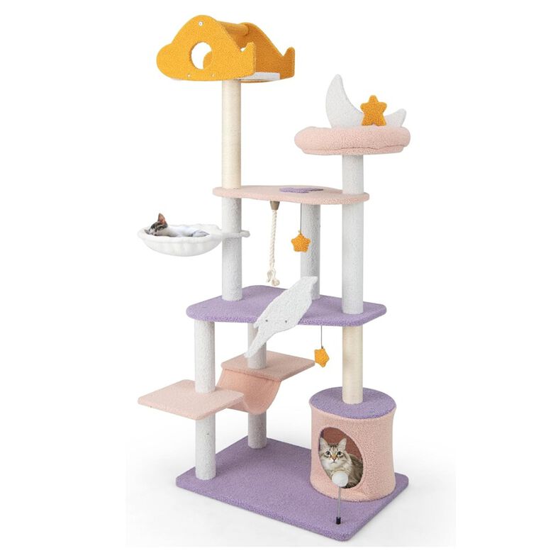 COSTWAY Árbol de Gatos Morado y Rosa para gatos thumbnail