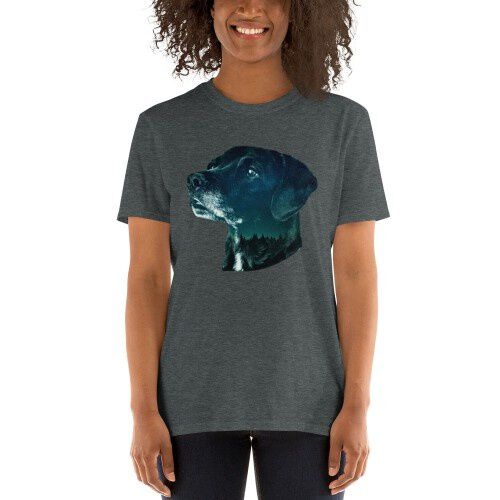 Mascochula camiseta mujer noche estrellada personalizada con tu mascota gris oscuro thumbnail
