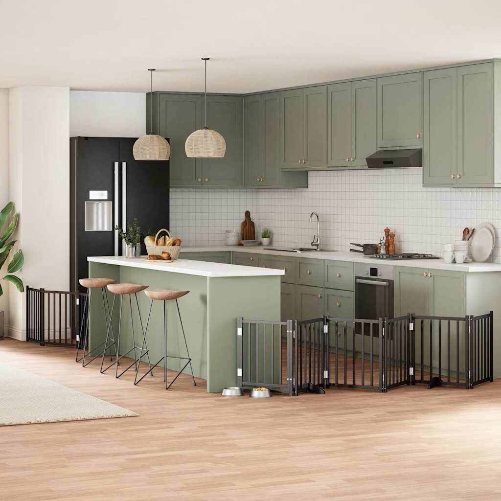 vidaXL Puerta para Perros Plegable Paneles Puerta de Seguridad Madera de &Aacute;lamo, , large Imagen numero 2