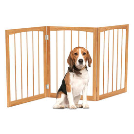 COSTWAY Barra para Perros Plegables, Barrera de Seguridad para Interiores, Separador de Habitaciones de 3 Paneles Plegable y Autoportante para Mascotas Pequeños y Medianos (Natural)