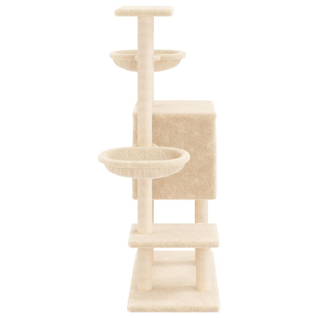 vidaXL Rascador para gatos con postes de sisal color crema 117 cm, , large Imagen numero 4