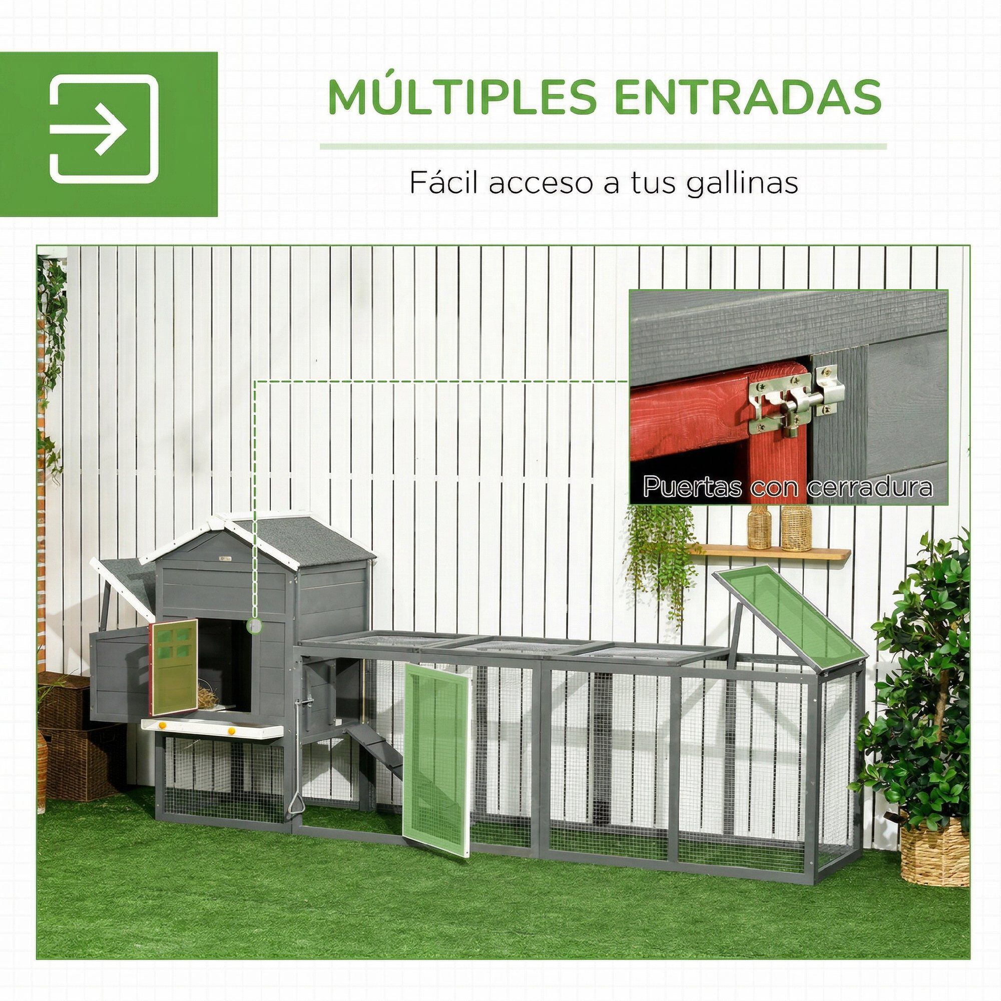PawHut Gallinero Gris, , large Imagen numero 5