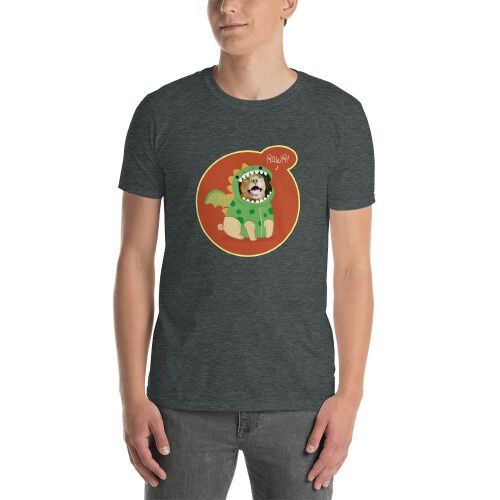 Mascochula camiseta hombre dino personalizada con tu mascota gris oscuro thumbnail