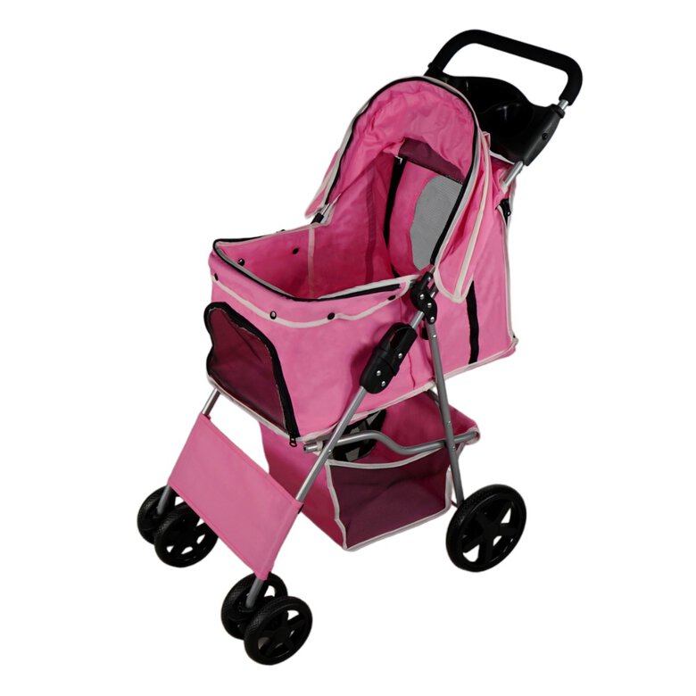 Cochecito para Mascotas con Cubierta de Lluvia - Rosa