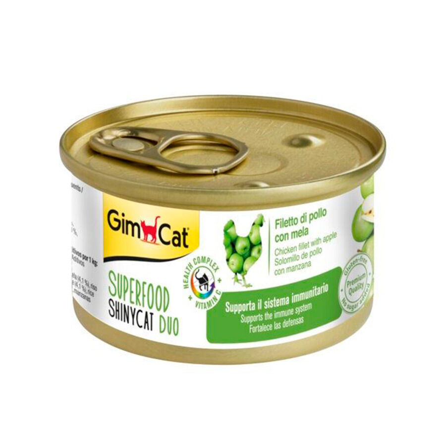 GimCat Super Food Shiny Cat Duo Pollo y Manzana lata para gatos