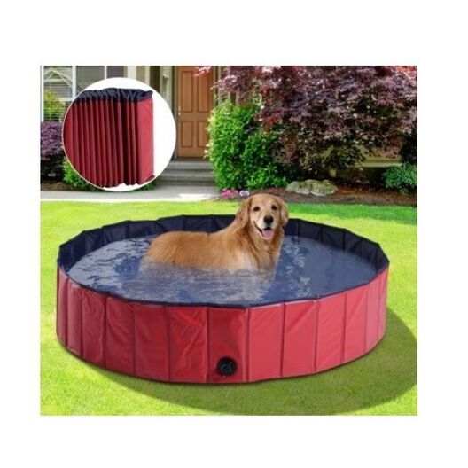 Pawhut piscina plegable de pwc rojo para mascotas