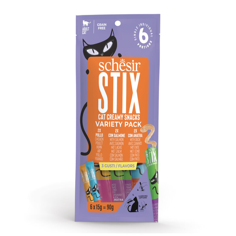6 uds. x 15 g Schesir Stix Snacks varios sabores para gato