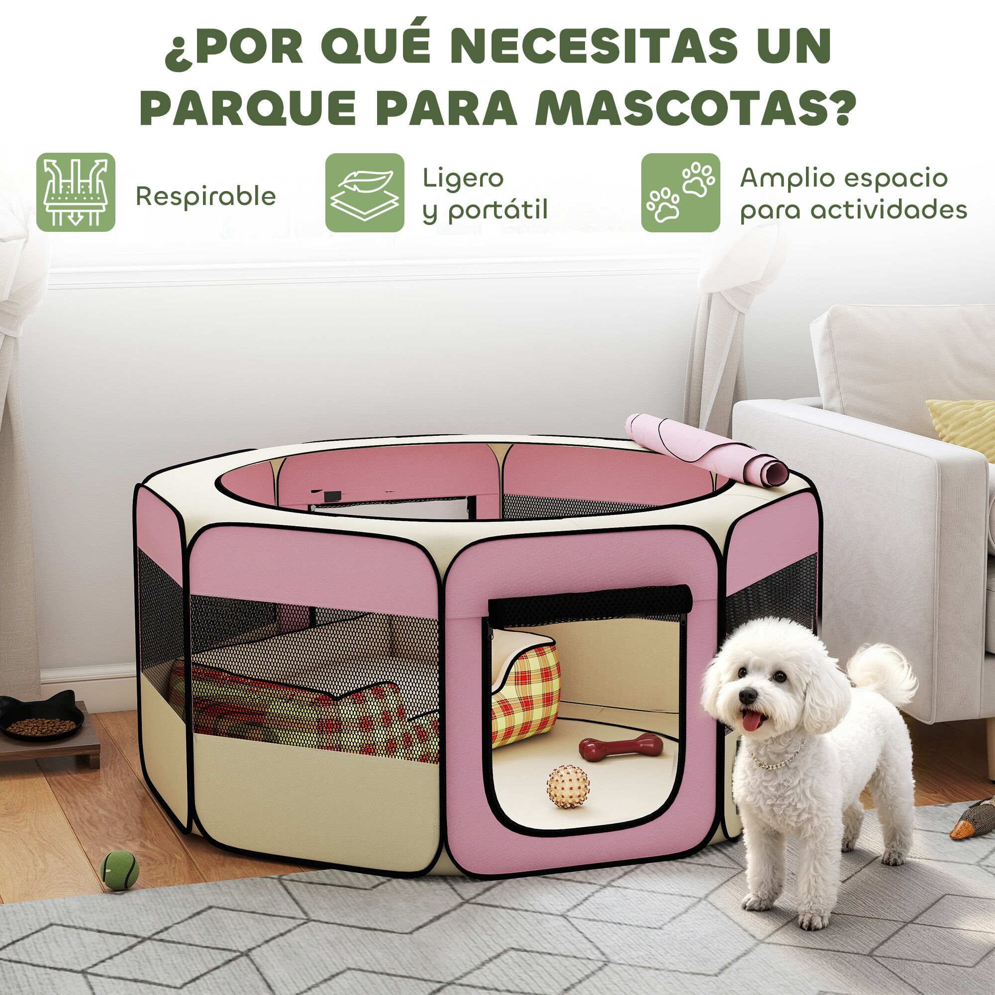 PawHut Parque para Mascotas Rosa, , large Imagen numero 4