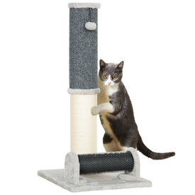 PawHut Poste Rascador gris y crema con rascador para Gatos