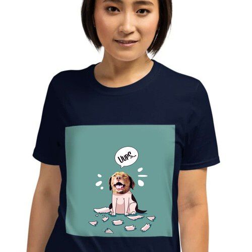 Mascochula camiseta mujer melasuda personalizada con tu mascota azul marino thumbnail
