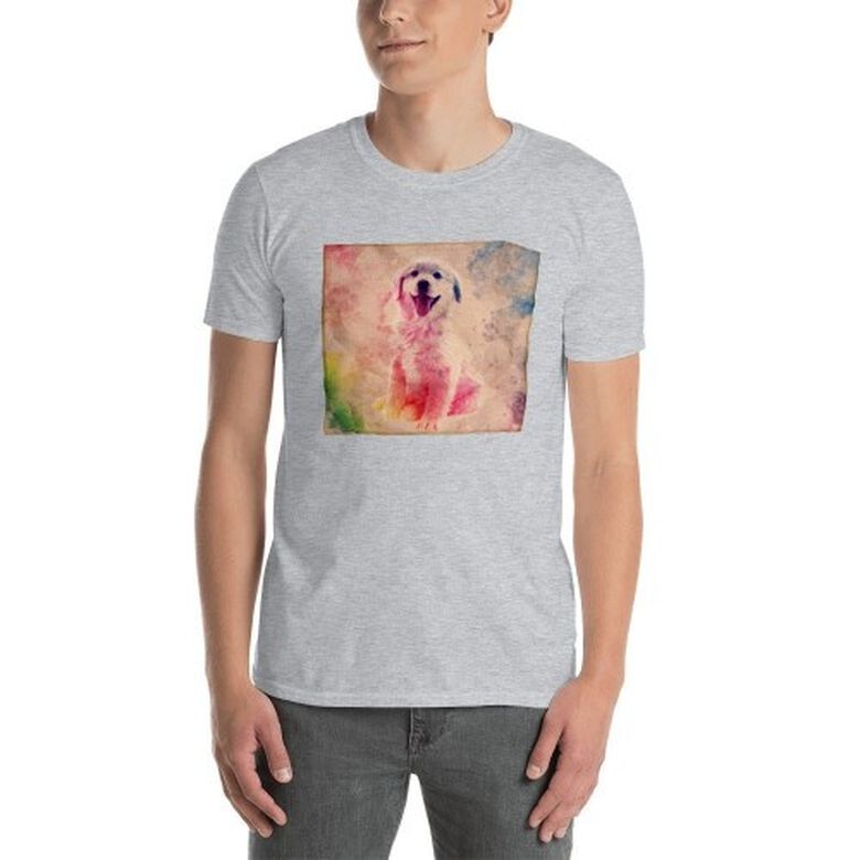 Mascochula camiseta hombre lienzo personalizada con tu mascota gris thumbnail
