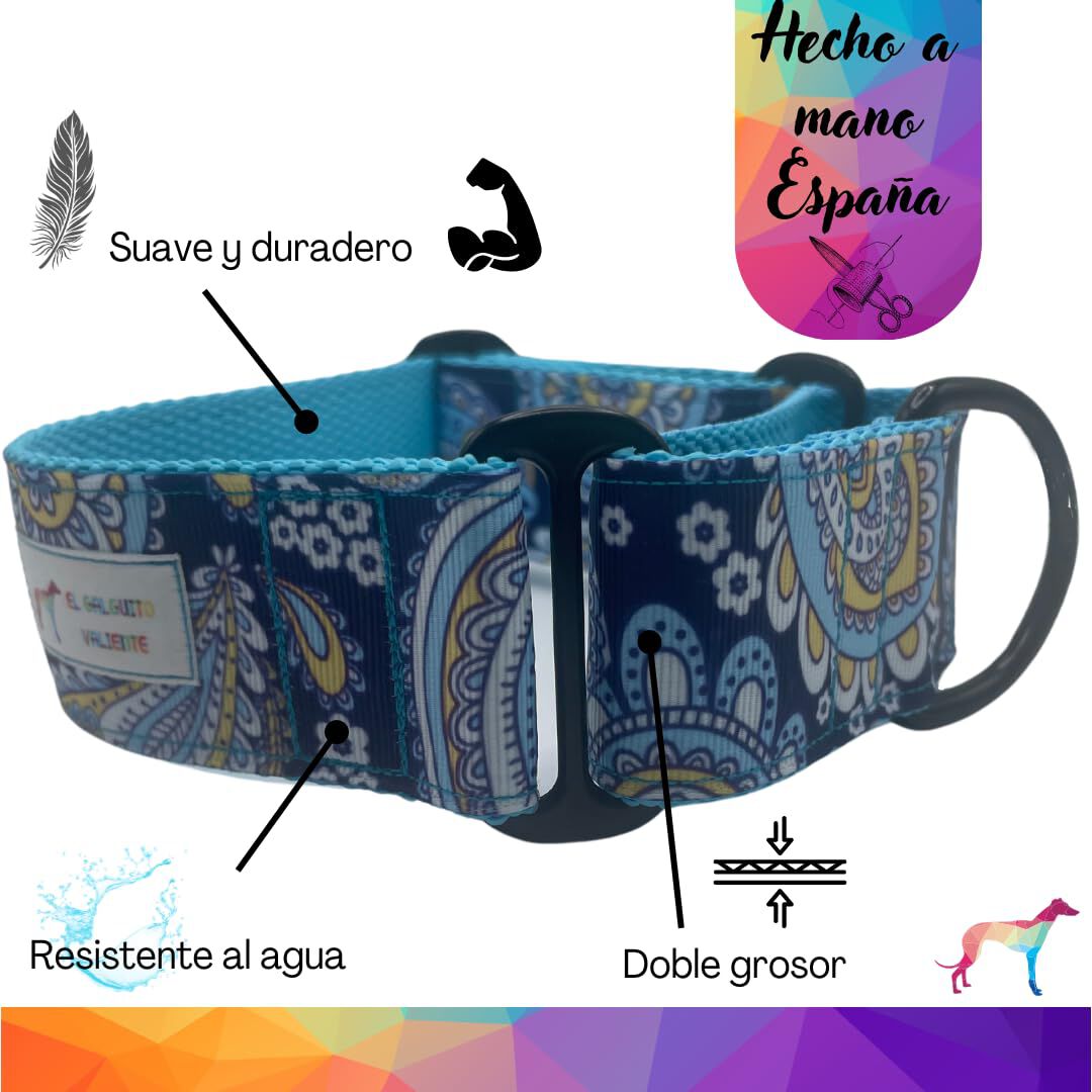 EGV - Collar Martingale 4 cm ancho, Collar galgo hecho a mano en Espa&ntilde;a (Cachemir), , large Imagen numero 2
