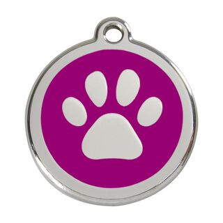 Red Dingo Placa identificativa Acero Inoxidable Esmalte Huella perro Morado para perros