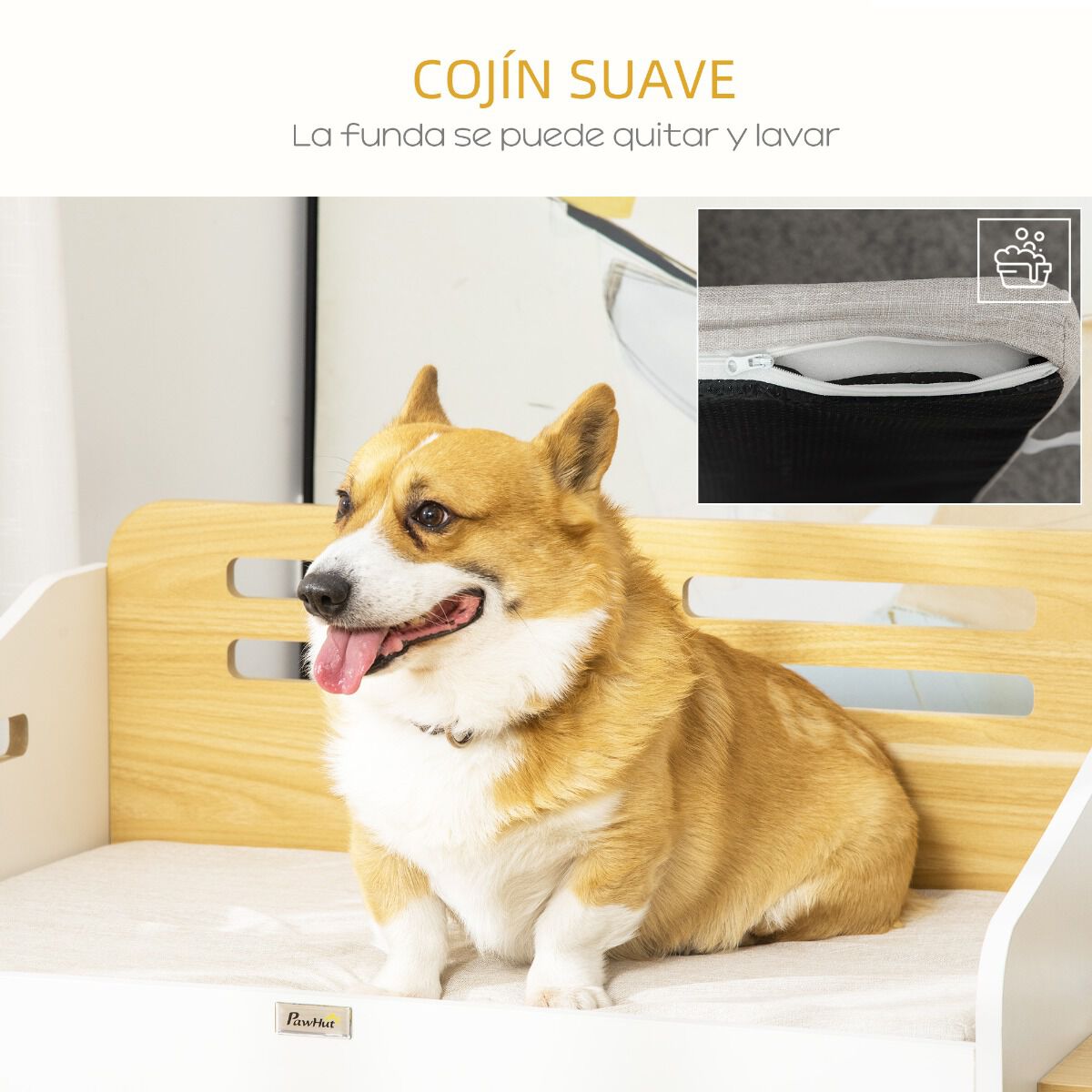 PawHut Cama de Madera para Perros Gatos, , large Imagen numero 3