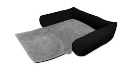 Gauty Cama Redonda Tela Impermeable y pelo negro y gris para Perros y Gatos 