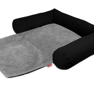 Gauty Cama Redonda Tela Impermeable y pelo negro y gris para Perros y Gatos 