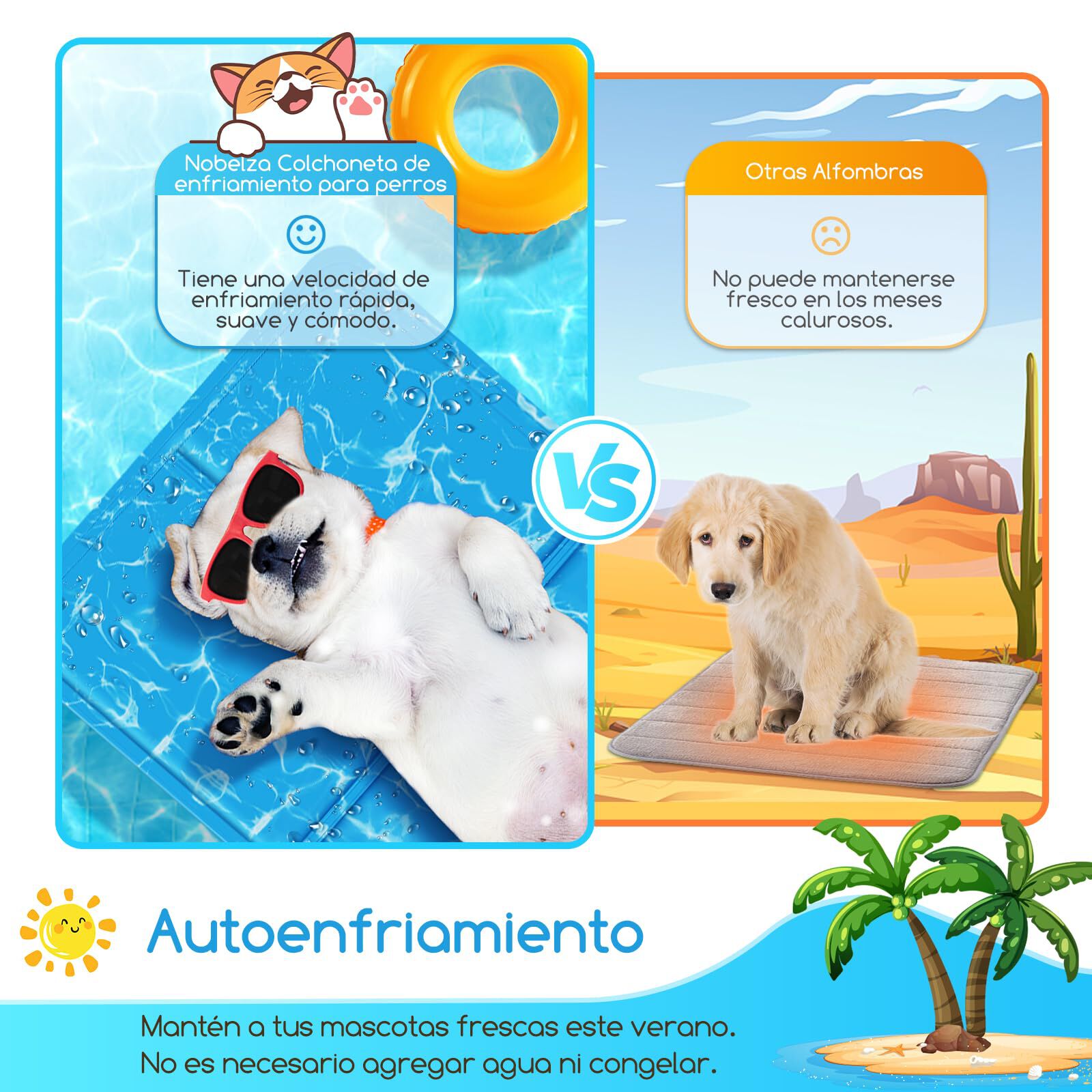 Nobleza Alfombrilla Refrescante para Mascotas &ndash; Estampado, Gel Auto-refrigerante No T&oacute;xico &ndash; Ideal para Perros y Gatos en Verano &ndash; Tama&ntilde;o: 70x110 cm &ndash; Azul, , large Imagen numero 3