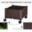 Outsunny Jardinera de Pl&aacute;stico Curdrada con 4 Ruedas Macetero de Jard&iacute;n con Agujeros de Drenaje para Cultivo de Plantas en Exterior Patio Terraza 40x40x31,5 cm Marr&oacute;n, , large indicador imagen numero 4